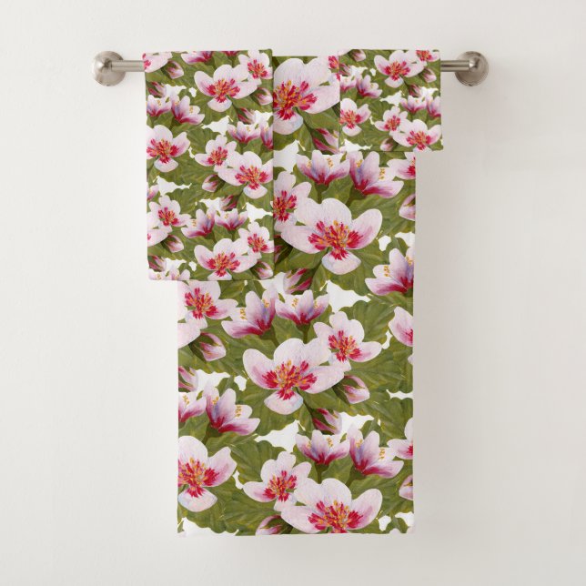 Conjunto De Toalhas padrão florescente de cereja giro (Insitu)