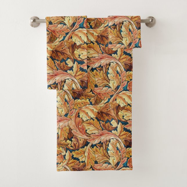 Conjunto De Toalhas Padrão Folha de Acanto Outono William Morris (Insitu)