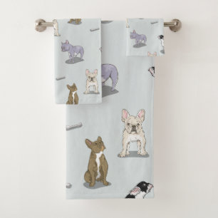 Conjunto De Toalhas Padrão francês do buldogue