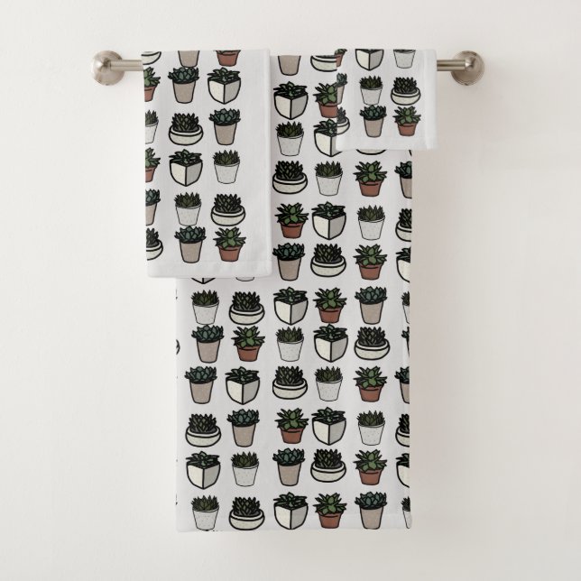 Conjunto De Toalhas Padrão funky da planta Cactus (Insitu)