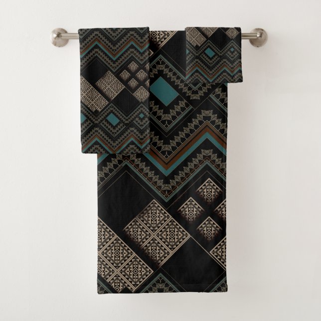 Conjunto De Toalhas Padrão Geométrico  (Insitu)