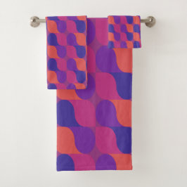 Conjunto De Toalhas Padrão Geométrico Abstrato de Metaballs Retrô