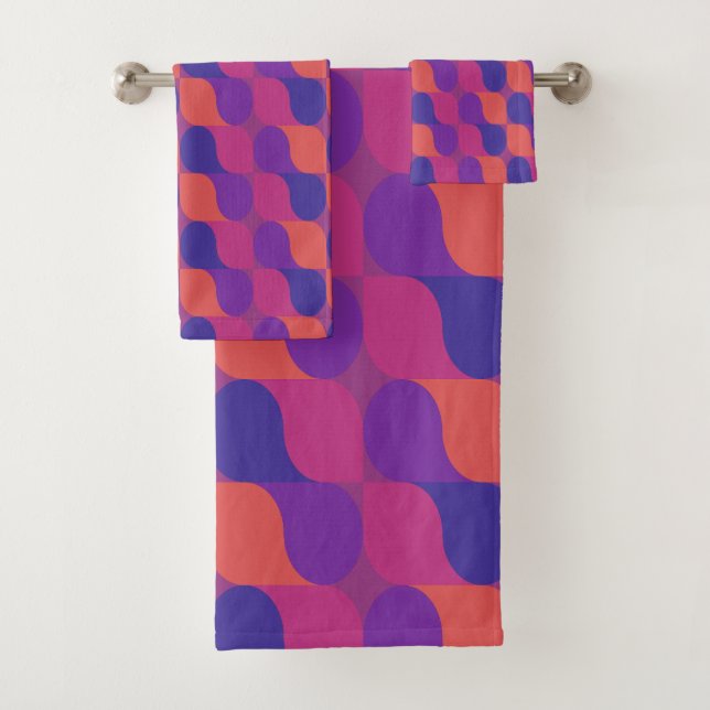 Conjunto De Toalhas Padrão Geométrico Abstrato de Metaballs Retrô (Insitu)
