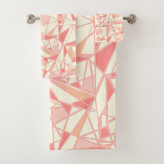 Conjunto De Toalhas Padrão geométrico abstrato rosa bege