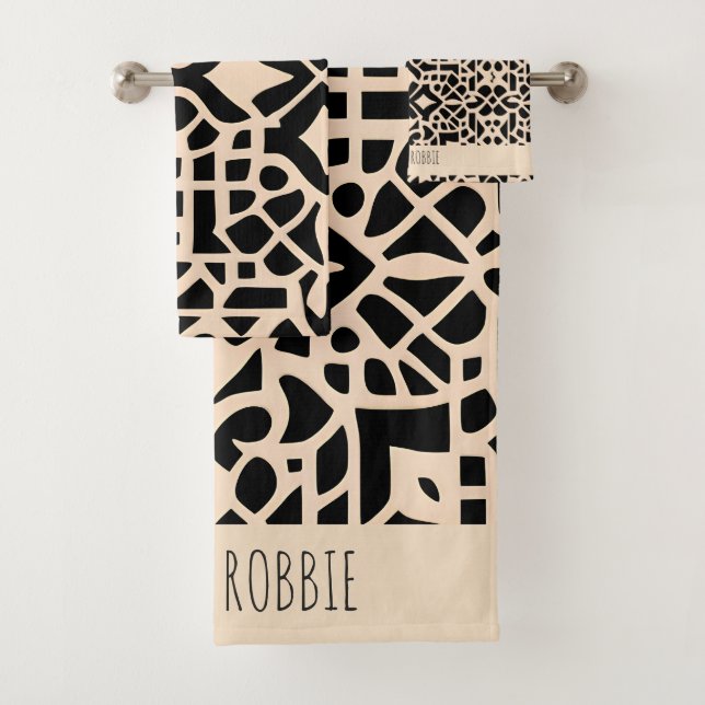 Conjunto De Toalhas Padrão Geométrico Africano do Beige em Marrocos (Insitu)