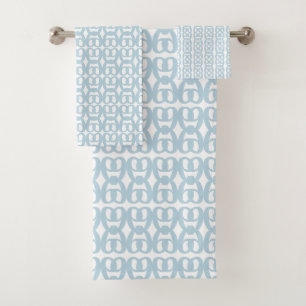 Conjunto De Toalhas Padrão Geométrico Azul Elegante Moderno