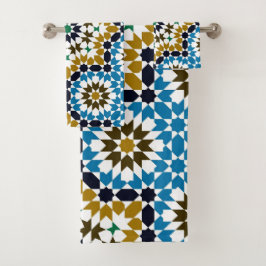 Conjunto De Toalhas Padrão Geométrico Boho Tradicional Mosaico Marroqu