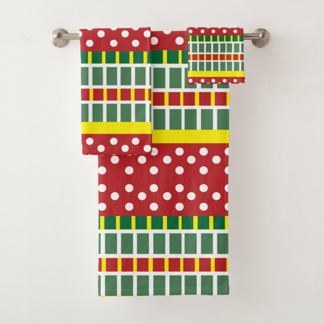 Conjunto De Toalhas Padrão Geométrico Colorido de Stripes Bolinhas (Insitu)