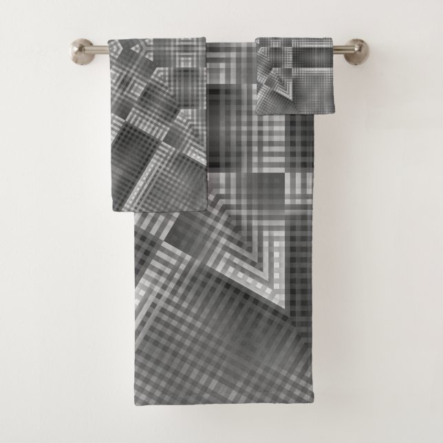 Conjunto De Toalhas Padrão Geométrico da cinza (Insitu)