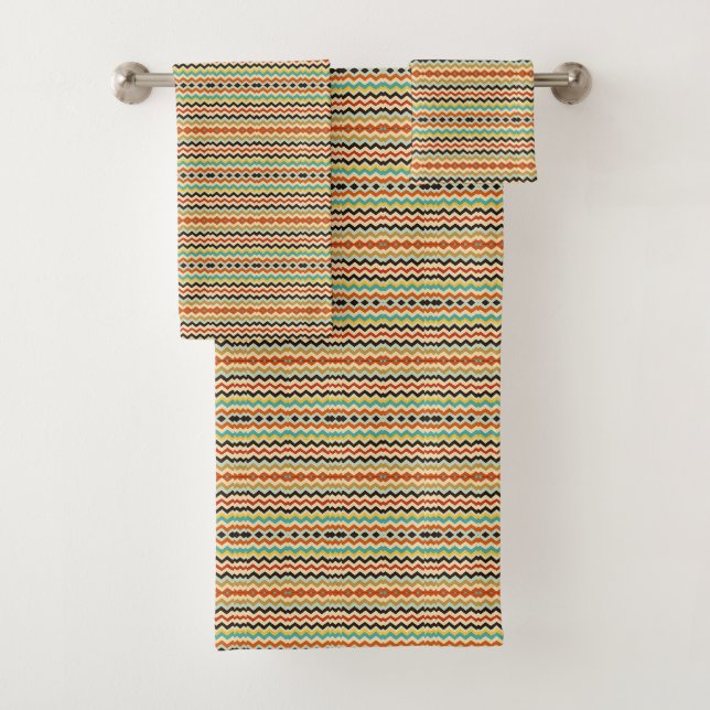 Conjunto De Toalhas padrão geométrico de chevron moderno (Insitu)