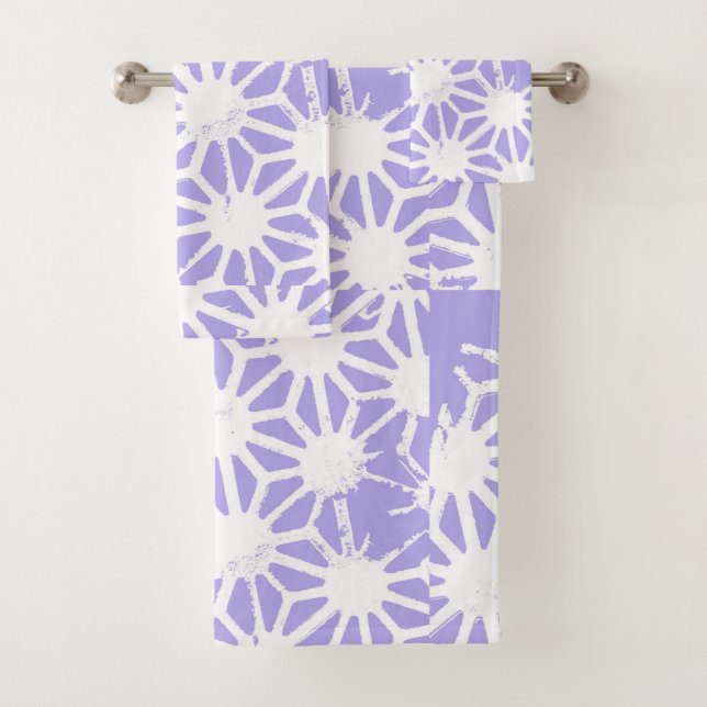 Conjunto De Toalhas padrão geométrico de lavanda (Insitu)