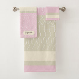 Conjunto De Toalhas Padrão Geométrico de Tons Pastel Personalizados Mo