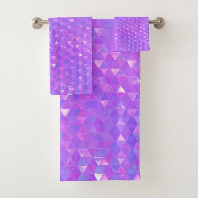 Conjunto De Toalhas Padrão Geométrico de Triângulos Tendência Rosa Rox (Insitu)