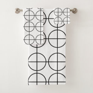 Conjunto De Toalhas Padrão Geométrico do Círculo Negro e Branco