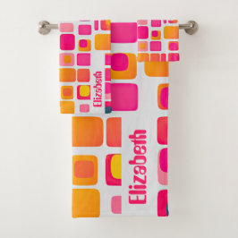 Conjunto De Toalhas Padrão Geométrico do Nome Moderno do Meio século