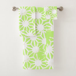 Conjunto De Toalhas padrão geométrico do verde limão