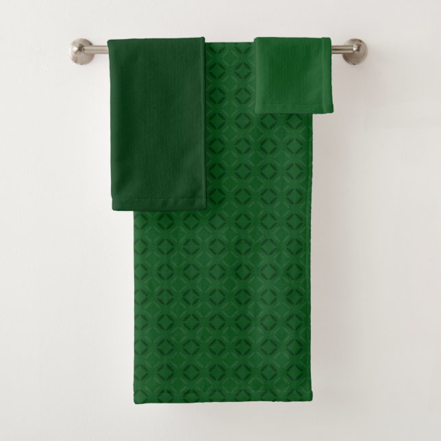Conjunto De Toalhas Padrão geométrico elegante monocromático verde. (Insitu)