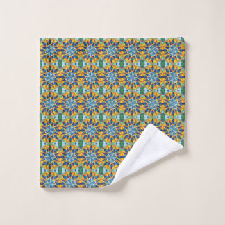 Conjunto De Toalhas Padrão geométrico fractal azul e amarelo