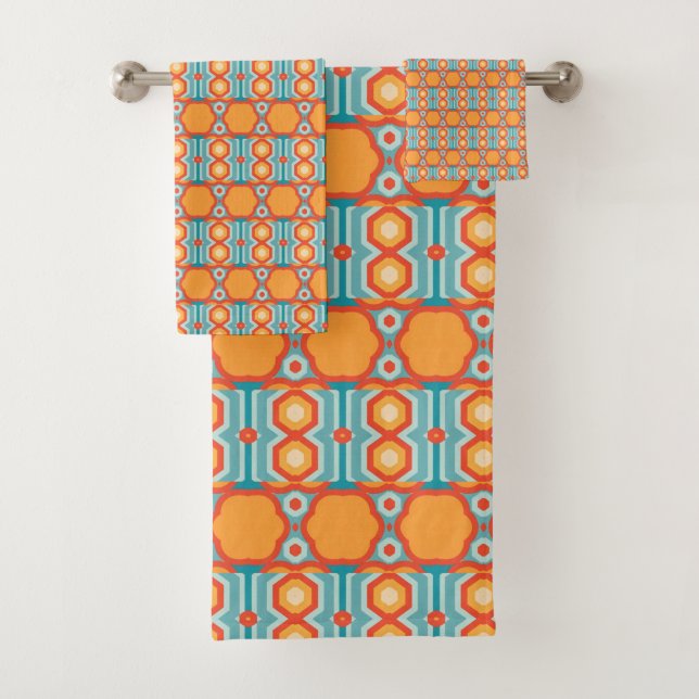 Conjunto De Toalhas Padrão Geométrico Interconectado com Colo Vibrante (Insitu)