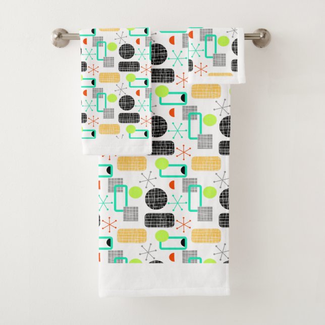 Conjunto De Toalhas Padrão Geométrico Moderno e Fresco (Insitu)