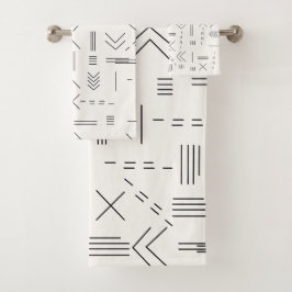 Conjunto De Toalhas Padrão Geométrico Moderno, Gordo Branco Negro