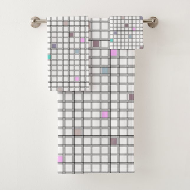 Conjunto De Toalhas Padrão geométrico multicolor verificado (Insitu)