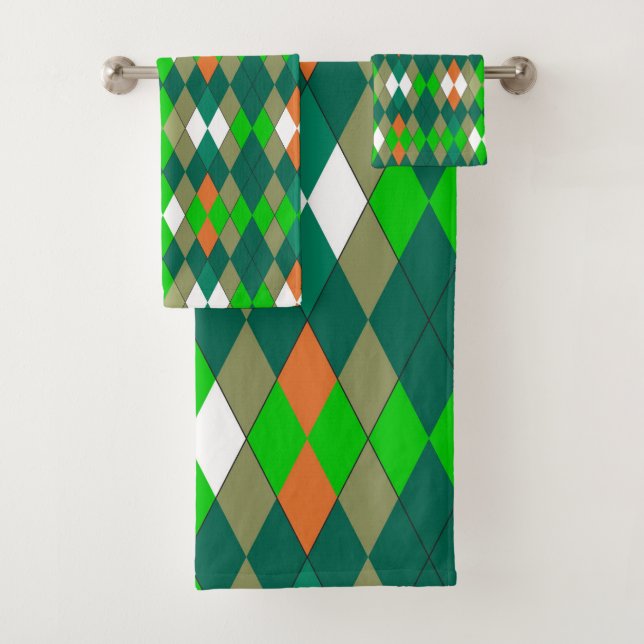 Conjunto De Toalhas Padrão geométrico multicolorido romboides minimali (Insitu)