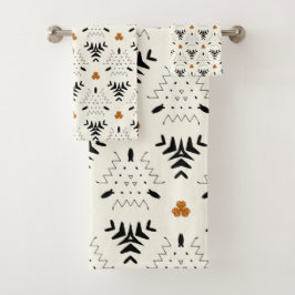 Conjunto De Toalhas Padrão Geométrico Neutro Tribal