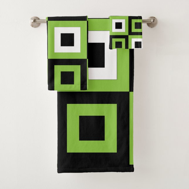 Conjunto De Toalhas Padrão Geométrico Preto Branco Verde (Insitu)
