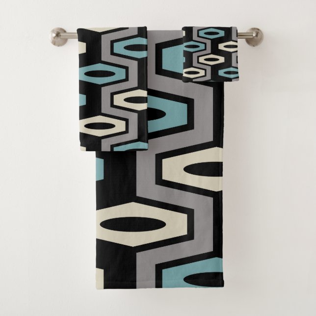Conjunto De Toalhas Padrão Geométrico Retroativo (Insitu)