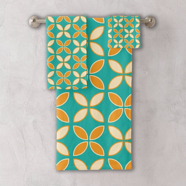 Conjunto De Toalhas Padrão Geométrico Retroativo (Criador carregado)