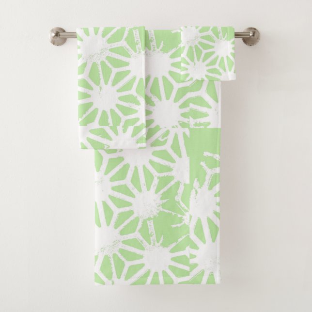 Conjunto De Toalhas Padrão geométrico verde da maçã (Insitu)