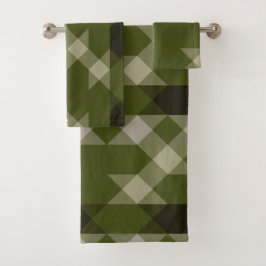 Conjunto De Toalhas padrão geométrico verde oliva