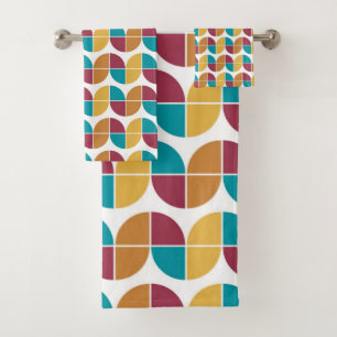 Conjunto De Toalhas Padrão Geométrico Vintage - Colorida Funky Retro 7