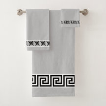 Padrão Grego Preto Elegante em Cinza Prata