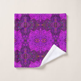 Conjunto De Toalhas Padrão Groovy Abstrato Magenta e Preto