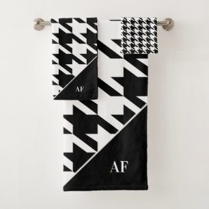 Conjunto De Toalhas Padrão Houndstooth