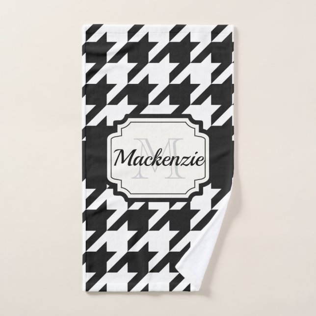 Conjunto De Toalhas Padrão Houndstooth (Toalha de mão)