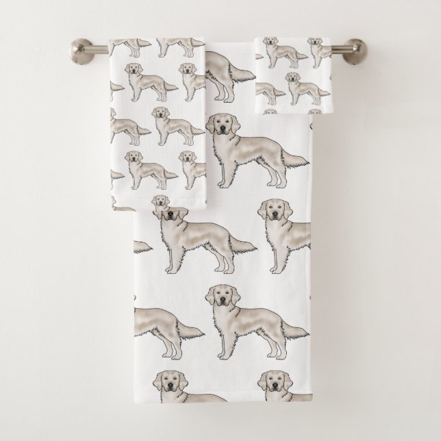 Conjunto De Toalhas Padrão Inglês de Cachorro de Ouro Retriever Cute (Insitu)