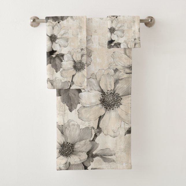 Conjunto De Toalhas Padrão Inspiração William Morris (Insitu)