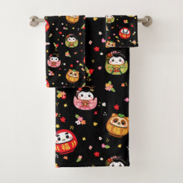Conjunto De Toalhas padrão kawaii daruma
