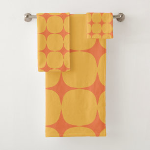 Conjunto De Toalhas Padrão Laranja Amarelo Moderno de Meio século Si