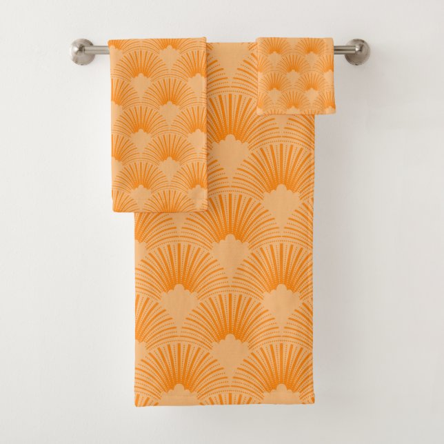 Conjunto De Toalhas Padrão laranja & bege art-deco (Insitu)