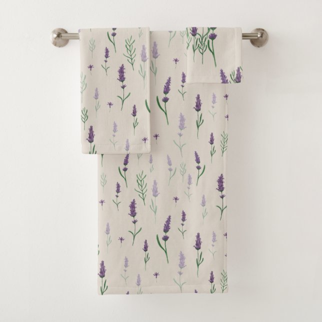 Conjunto De Toalhas Padrão Lavander de Aquarela (Insitu)