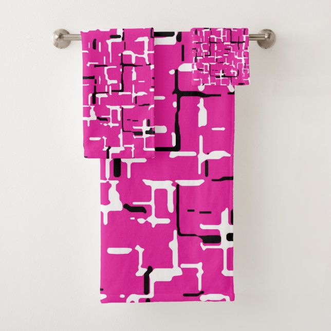 Conjunto De Toalhas Padrão LEGAL branco preto-roxo magenta (Insitu)