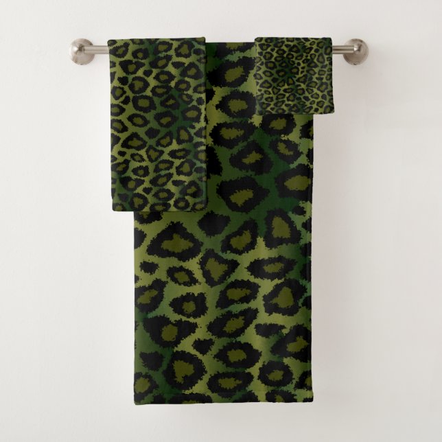 Conjunto De Toalhas Padrão-Leopardo Verde-oliva (Insitu)