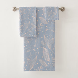 Conjunto De Toalhas Padrão linear floral. Ilustração com flor