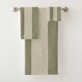 Conjunto De Toalhas Padrão Listrado Vertical Ousado em Verde Sálvia e
