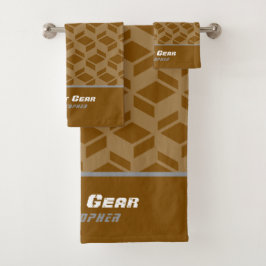 Conjunto De Toalhas Padrão Marrom de Repetição Moderna