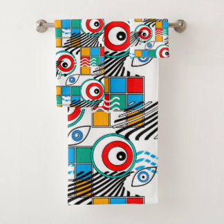 Conjunto De Toalhas Padrão moderno abstrato criativo multicolorido